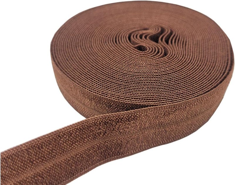 FAYADA Fold Over Elastic,5/8" Foldover FOE Trim Elastic Ribbon,Stretch FOE Band for Hair Ties Headbands Sewing Craft -5 Yards (Brown) - Image 2